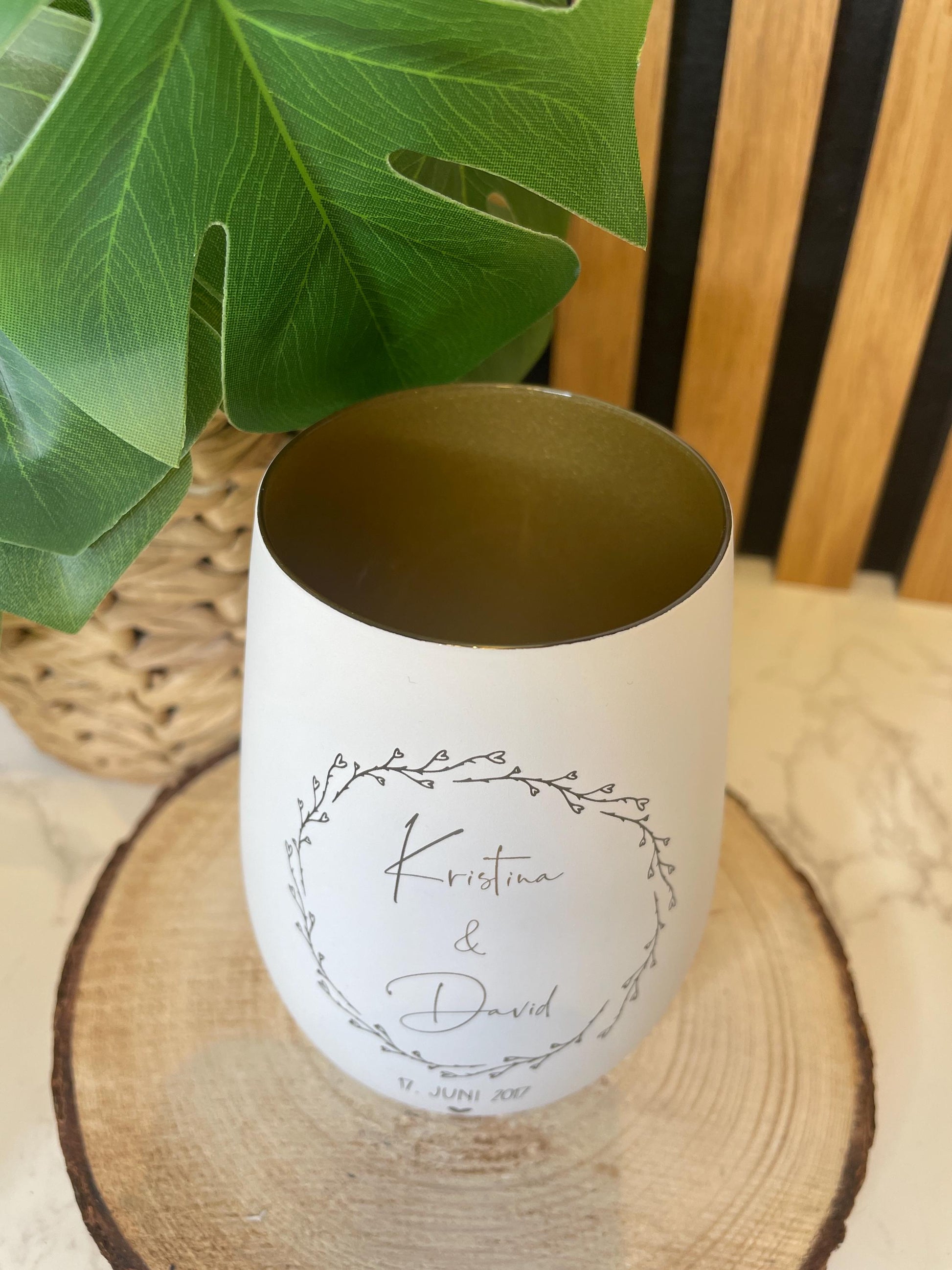 Individuell graviertes Windlicht aus hochwertigem Glas – Personalisiertes Hochzeitsgeschenk mit Namen & Hochzeitsdatum