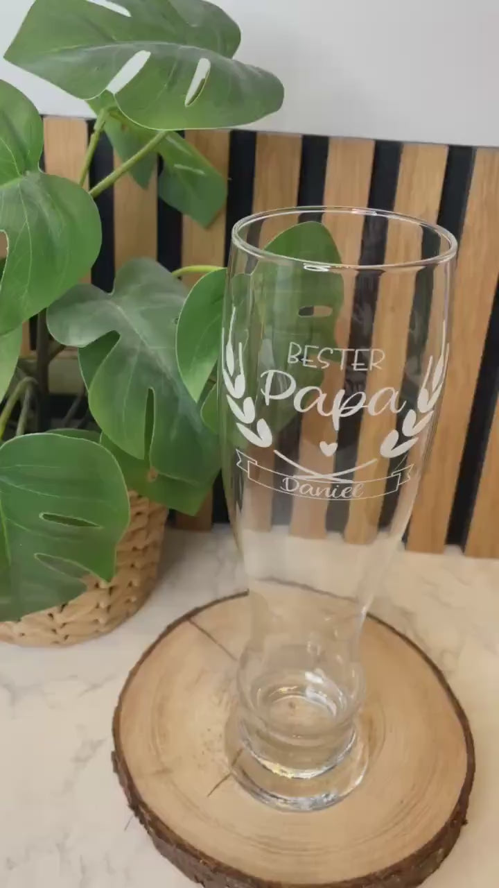 Personalisiertes Weizenglas „Bester Papa“ mit Wunschname – das perfekte Geschenk zum Vatertag