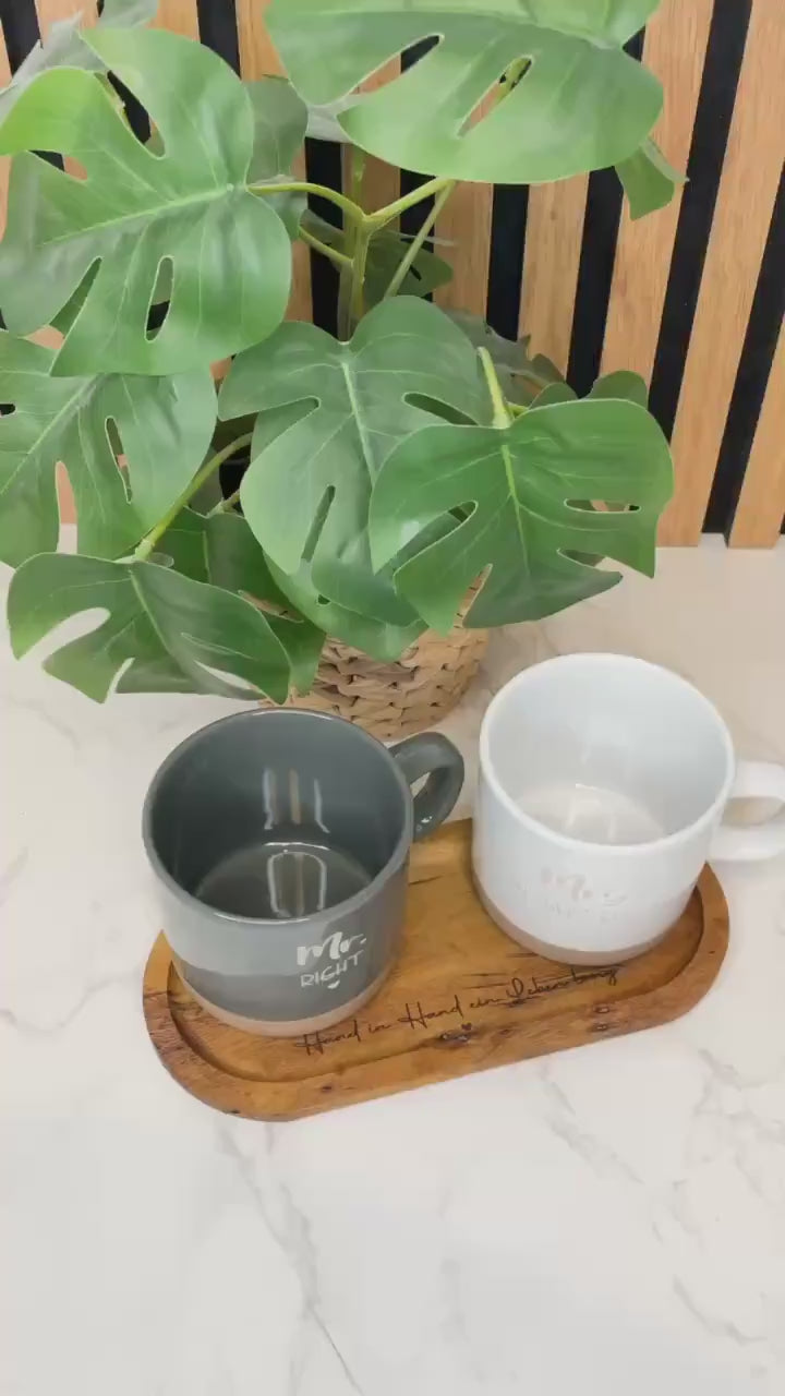 Hochzeitsgeschenk Tassen Set Mr und Mrs mit schöner personalisierter Gravur