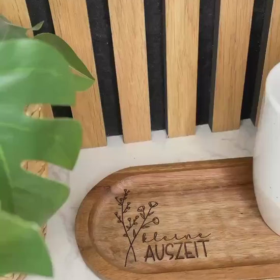 Keramik Becher / Steingut Becher beige du bist wundervoll / Lieblingsmensch / Mama mit passendem Tablett