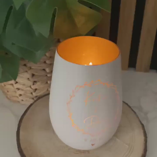 Individuell graviertes Windlicht aus hochwertigem Glas – Personalisiertes Hochzeitsgeschenk mit Namen & Hochzeitsdatum
