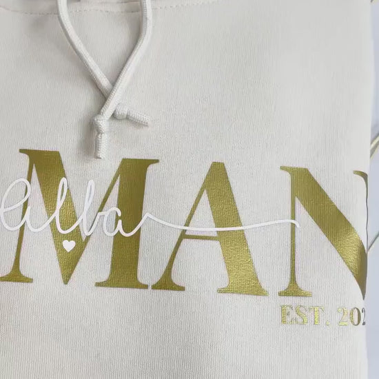 Hoodie MOM/MAMA personalisiert Namen Kinder Pullover gold silber Leo rosegold Geschenk