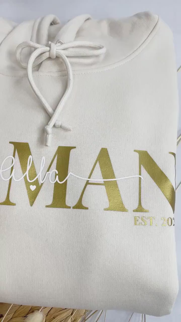 Hoodie MOM/MAMA personalisiert Namen Kinder Pullover gold silber Leo rosegold Geschenk