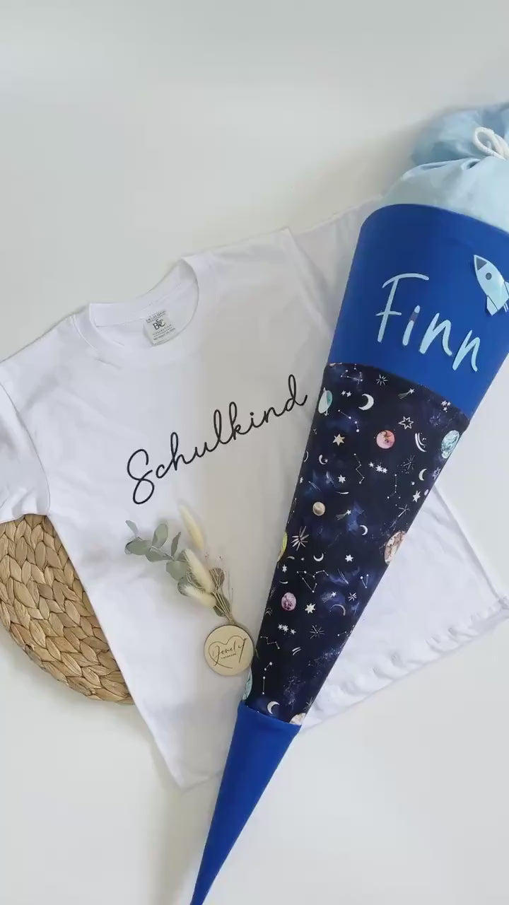 Schulkind T-Shirt & Schultüte/Zuckertüte Weltraum/Weltall