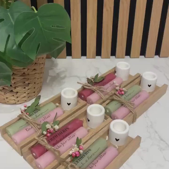 Personalisiertes Geschenkset für Erzieherinnen | Stabkerzen | Erzieherin mit Herz | Abschiedsgeschenk | Dankeschön