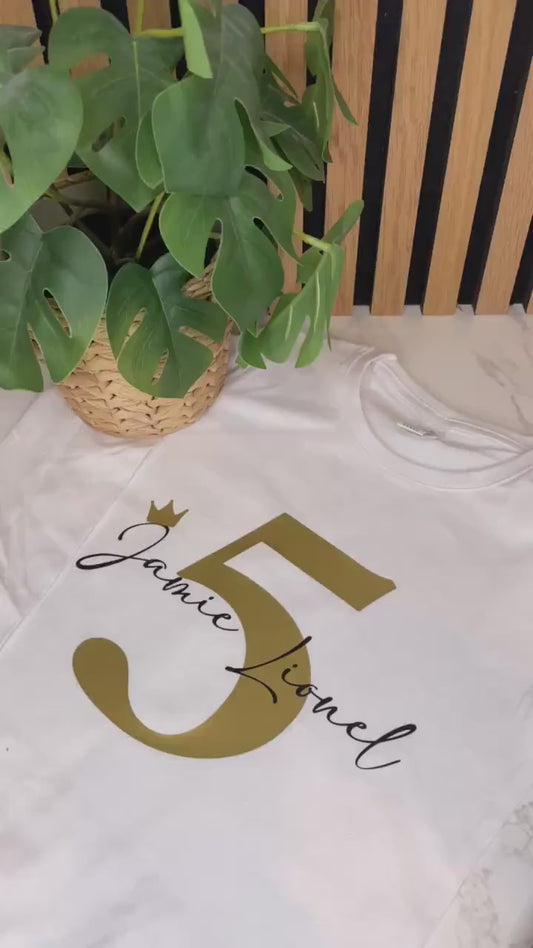 Geburtstags Shirt langarm für Mädchen mit individuellem Aufdruck in Gold, Silber oder Rosegold