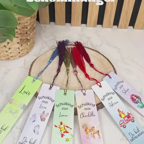 Personalisiertes Lesezeichen Geschenk für Kinder Schulkinder zum Schulanfang Erstklässler zur Einschulung