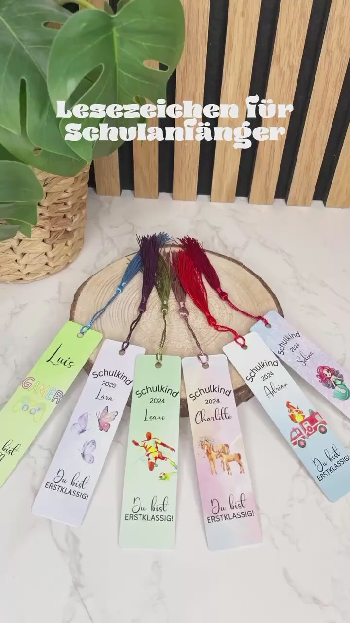 Personalisiertes Lesezeichen Geschenk für Kinder Schulkinder zum Schulanfang Erstklässler zur Einschulung