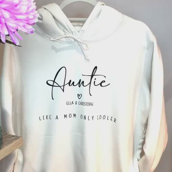 Hoodie Pullover Auntie Tante Aunt personalisiert Namen Kinder Pullover gold silber Leo rosegold Geschenk