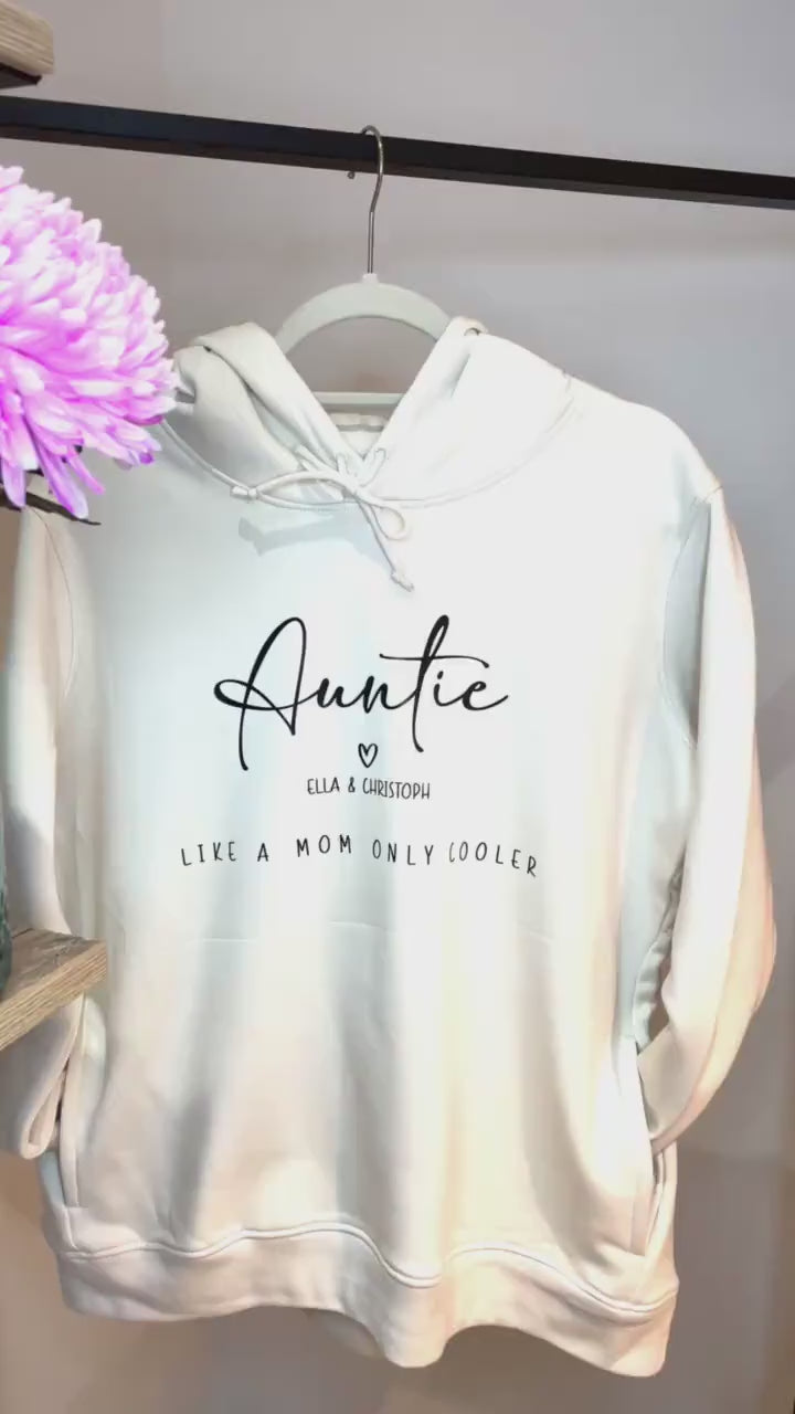 Hoodie Pullover Auntie Tante Aunt personalisiert Namen Kinder Pullover gold silber Leo rosegold Geschenk