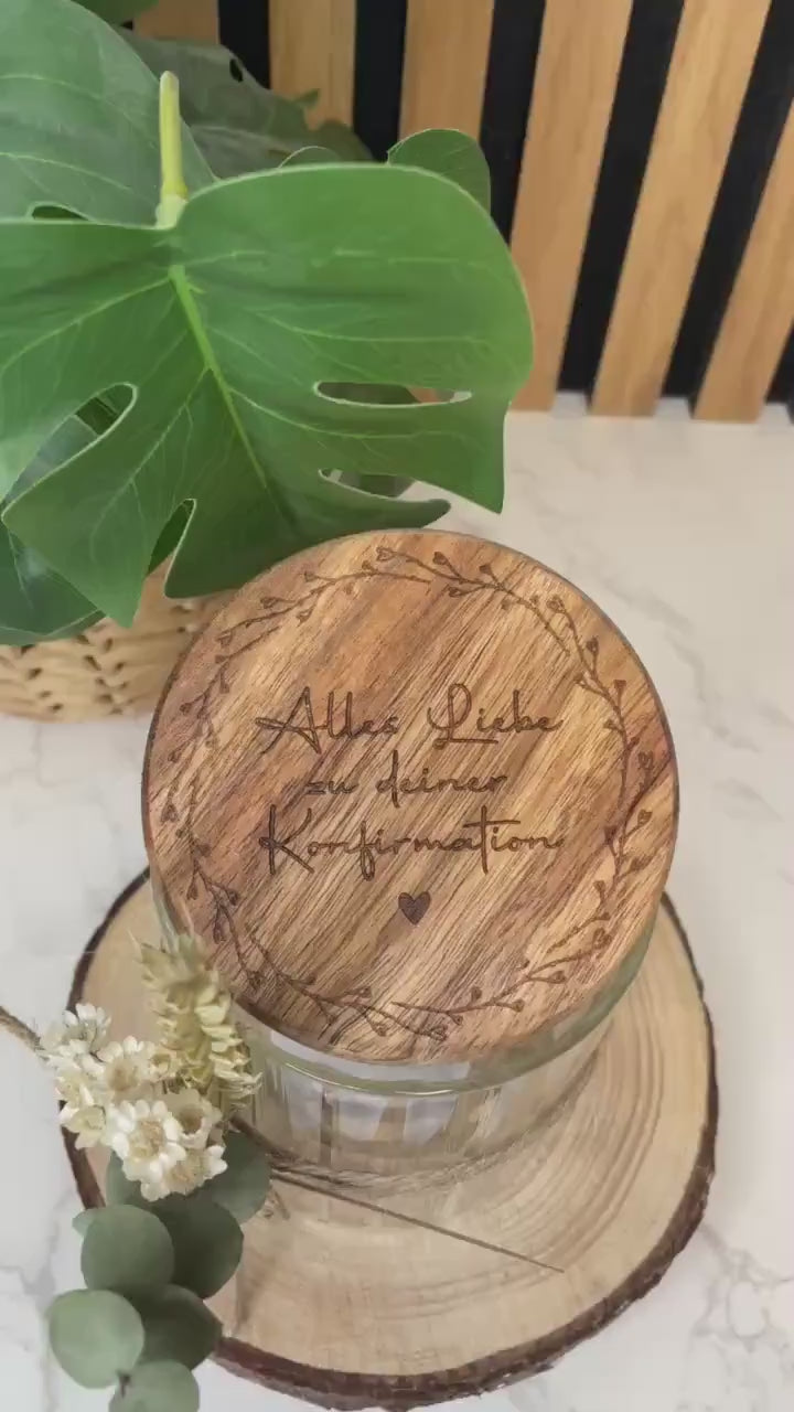 Geschenkglas zur Konfirmation oder Kommunion / Raysin deko /vorratsglas