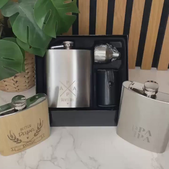 Flachmann Set für Papa & Opa – personalisierbar / Geschenk Vatertag