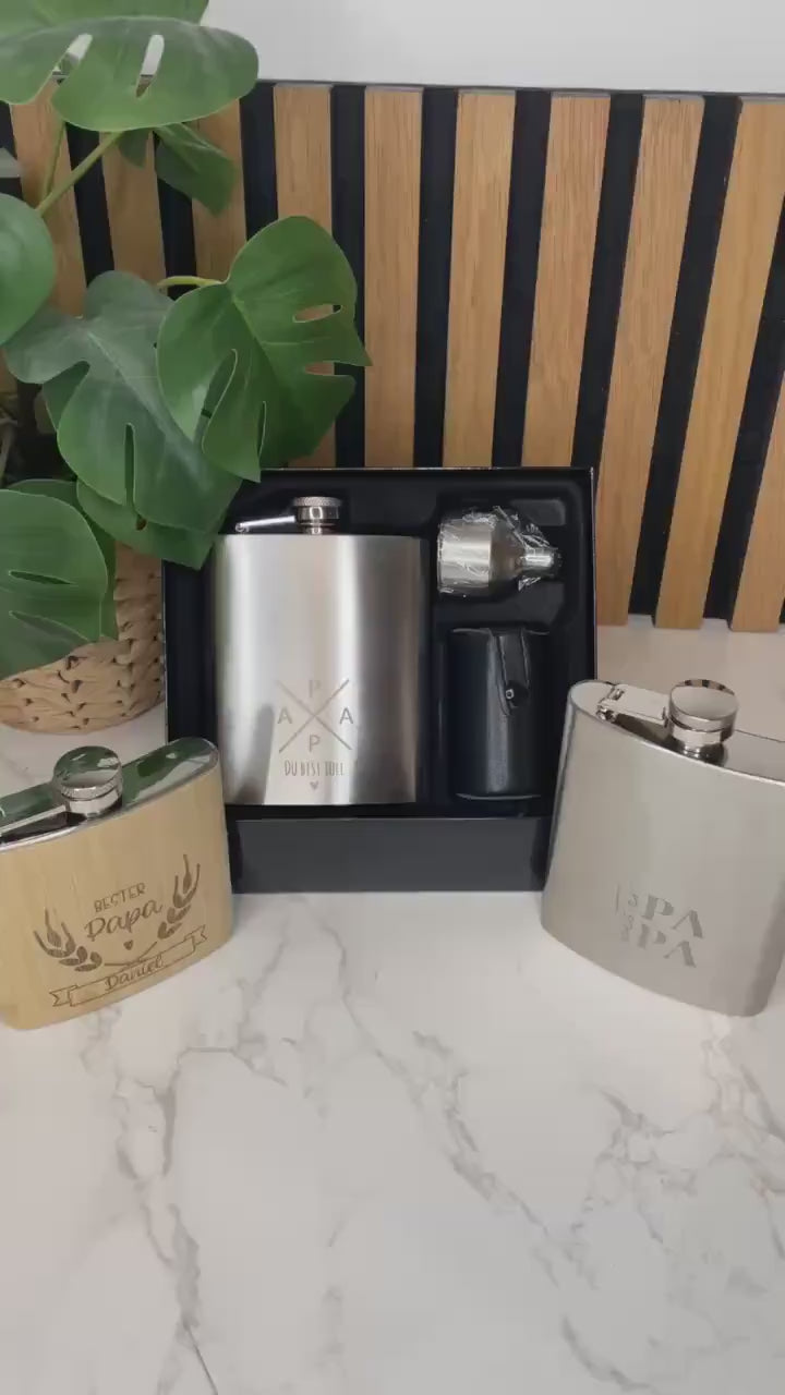 Flachmann Set für Papa & Opa – personalisierbar / Geschenk Vatertag
