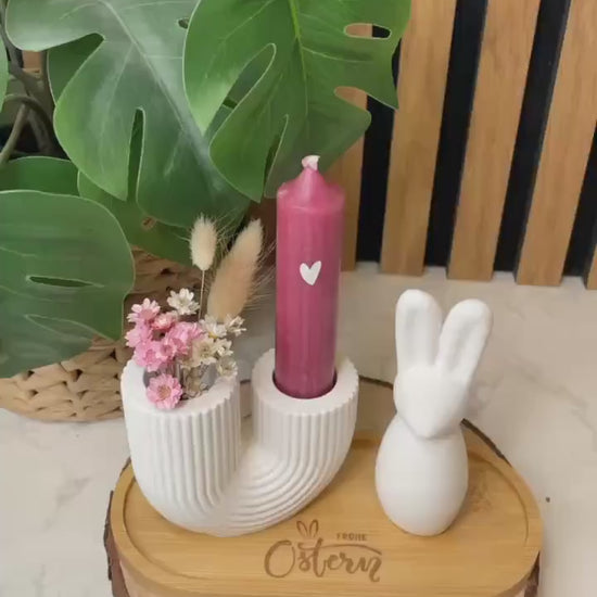 Osterset „Frohe Ostern“ – Handgegossen aus Raysin | Osterhase, Kerzenhalter & graviertes Tablett / Ostergeschenk / Osterdeko