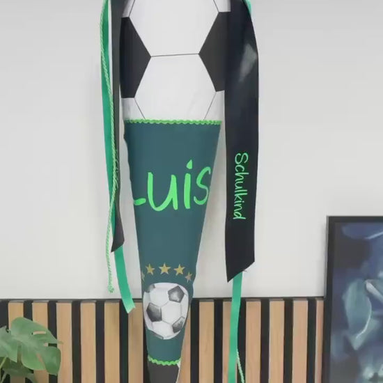 Schultüte und Schulkind Shirt Fußball / zuckertüte zur Einschulung für Fußballfans in grün