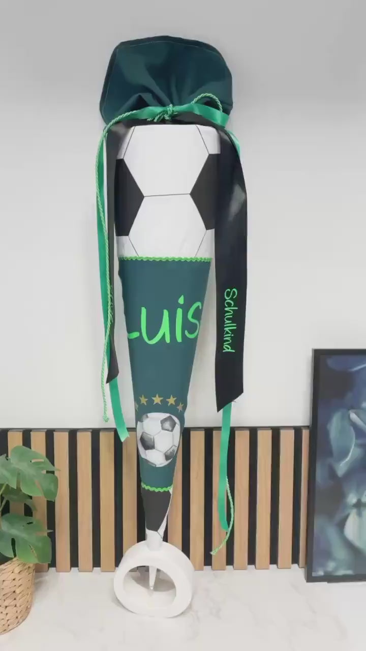 Schultüte und Schulkind Shirt Fußball / zuckertüte zur Einschulung für Fußballfans in grün