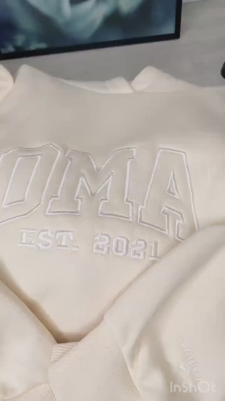 Personalisierter OMA oder OPA Hoodie – bestickt mit Enkelnamen & Geburtsjahr | Kuscheliger Familienhoodie