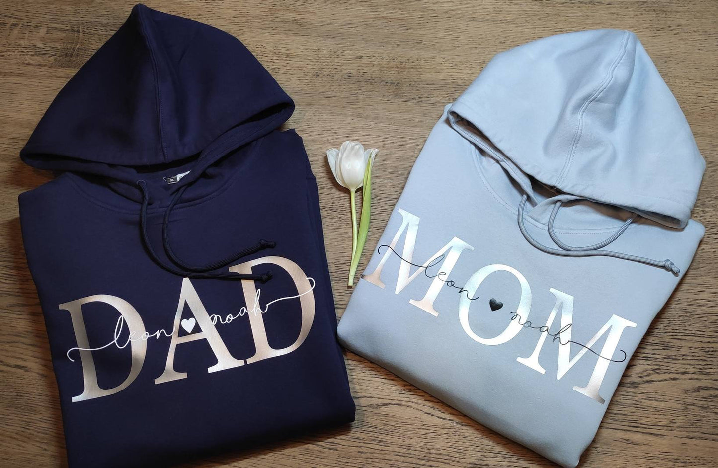 Hoodie MOM personalisiert Namen Kinder Pullover gold silber Leo rosegold Geschenk