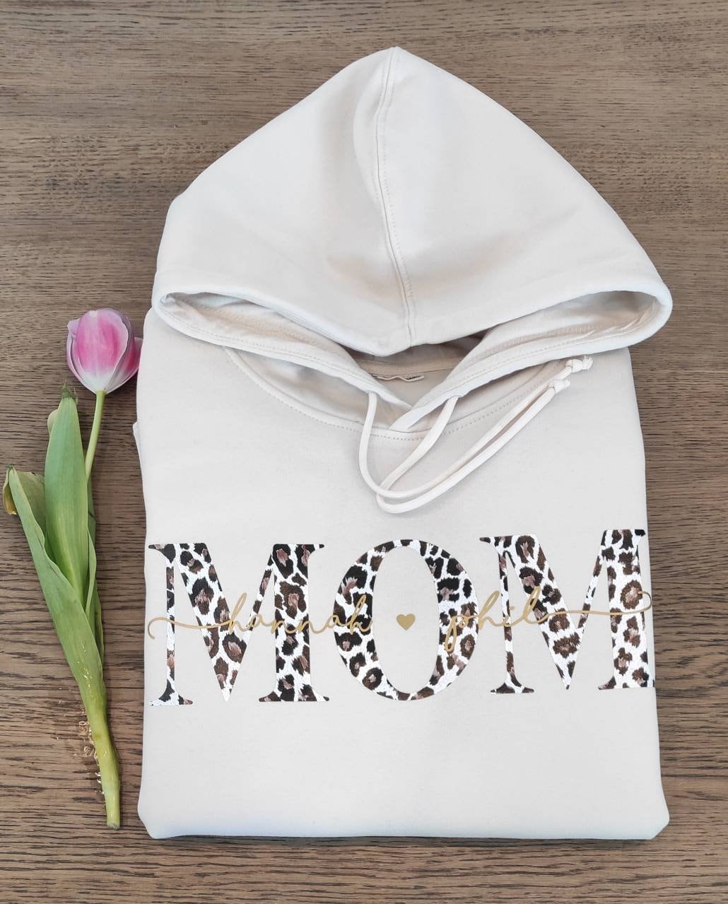 Hoodie MOM/MAMA personalisiert Namen Kinder Pullover gold silber Leo rosegold Geschenk