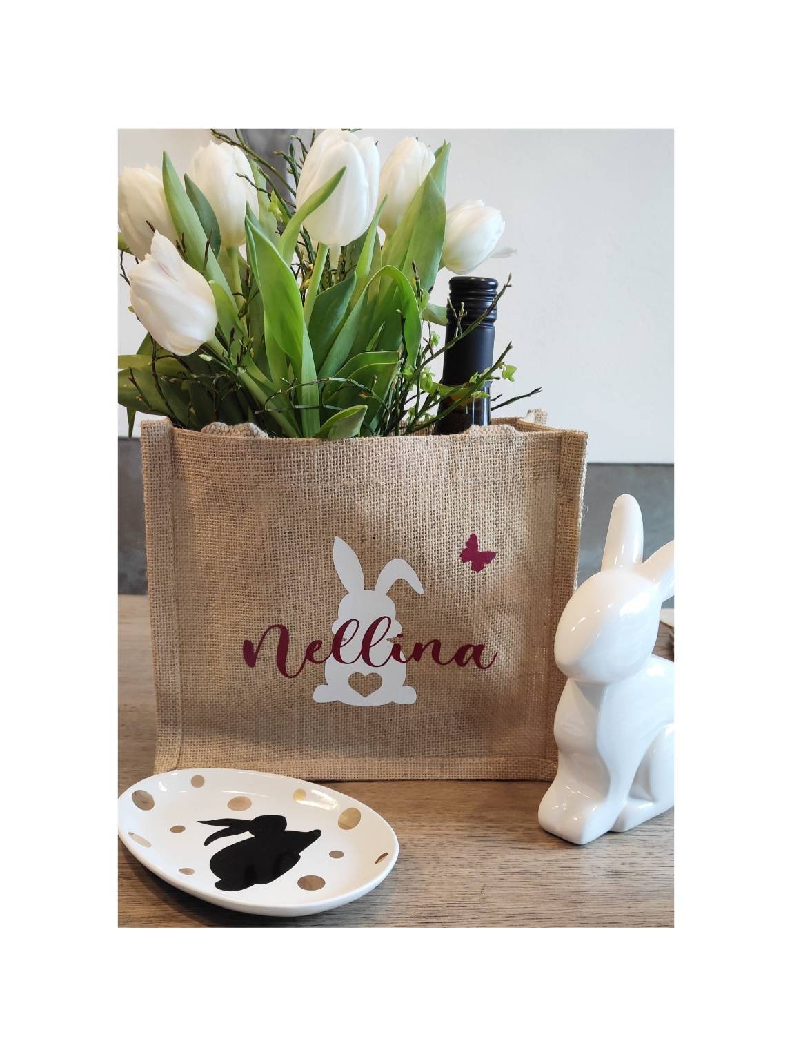 Ostertasche - Ostergeschenk, Individuell bedruckte Jutetasche , Perfekt als kleines Geschenk zu Ostern