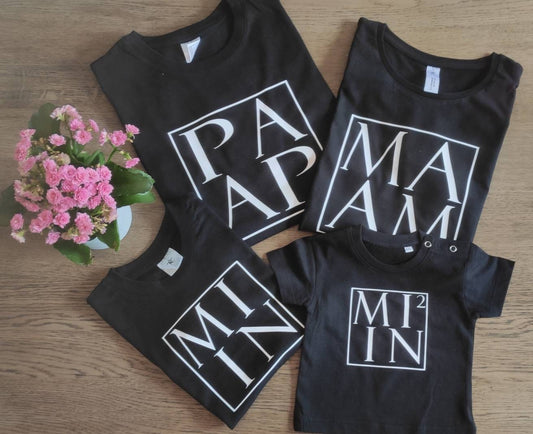 Familienset T-Shirts Mom Dad Mini / Mama Papa Mini