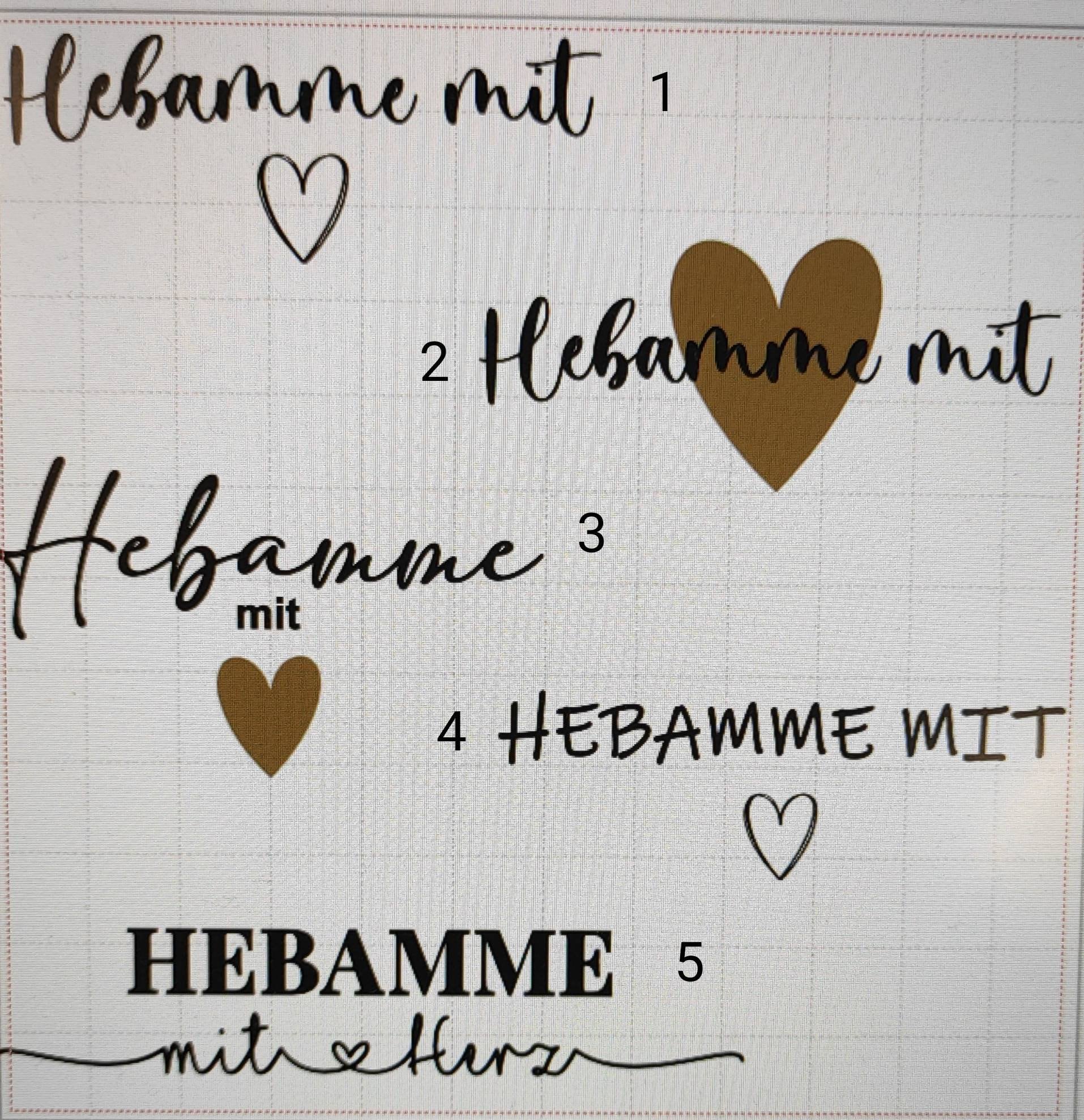 Hebamme mit Herz untersch. Designs, Abschiedsgeschenk Filzkorb Tasche Babywaage