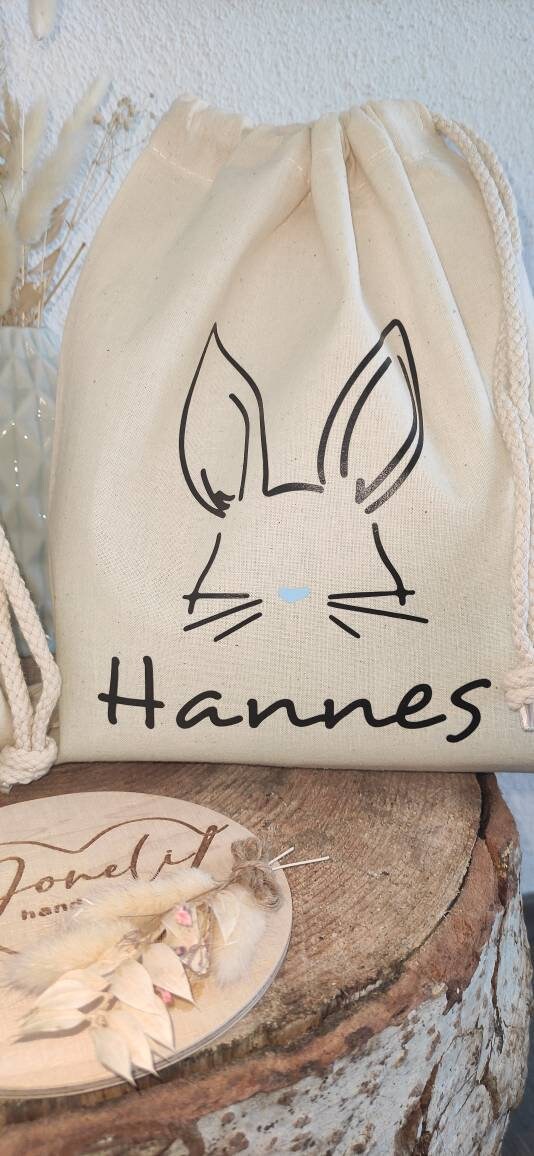 Ostersäckchen personalisiert mit einem Osterhasen + personalisiert mit dem Namen