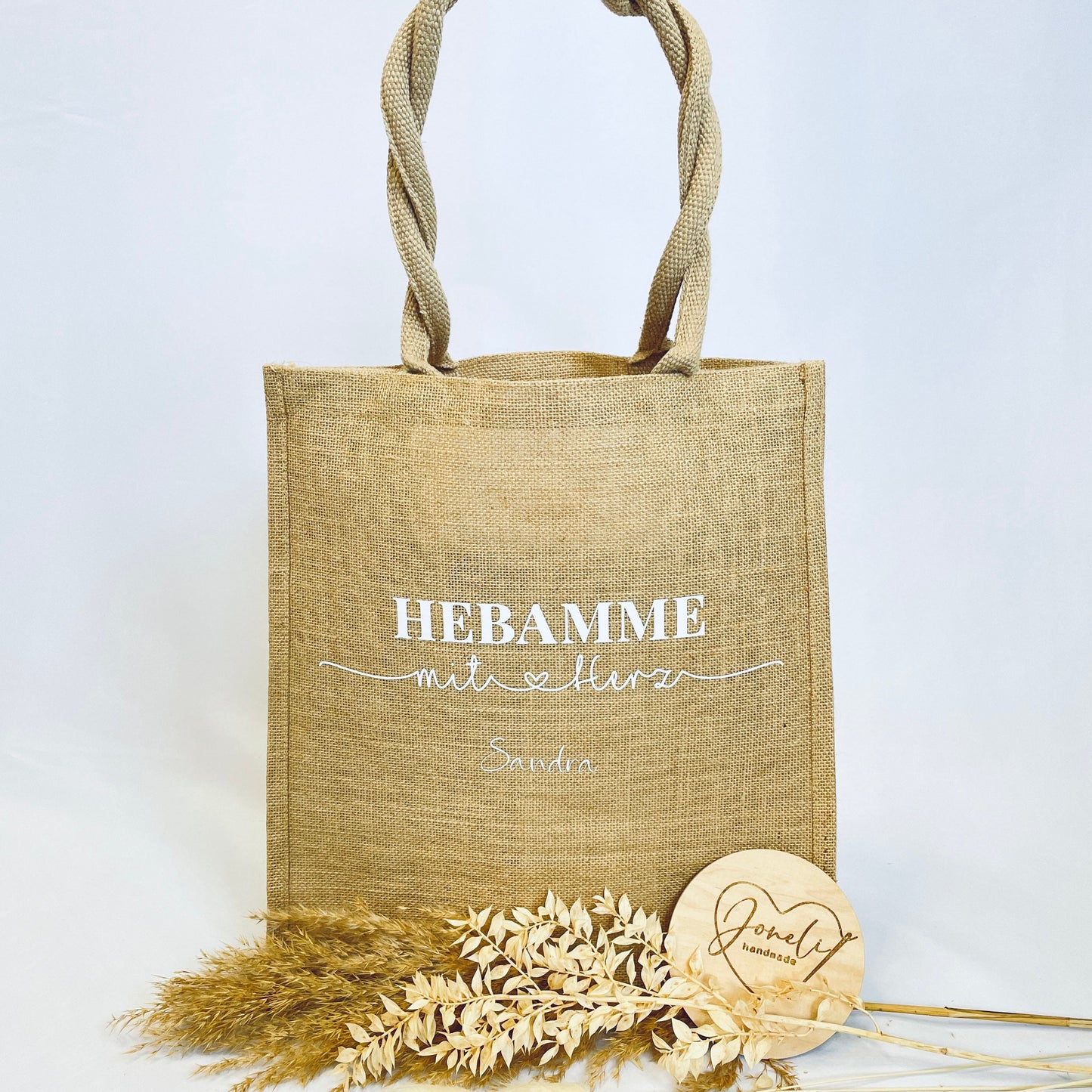 Hebamme mit Herz untersch. Designs, Abschiedsgeschenk verschiedene Taschen und Größen