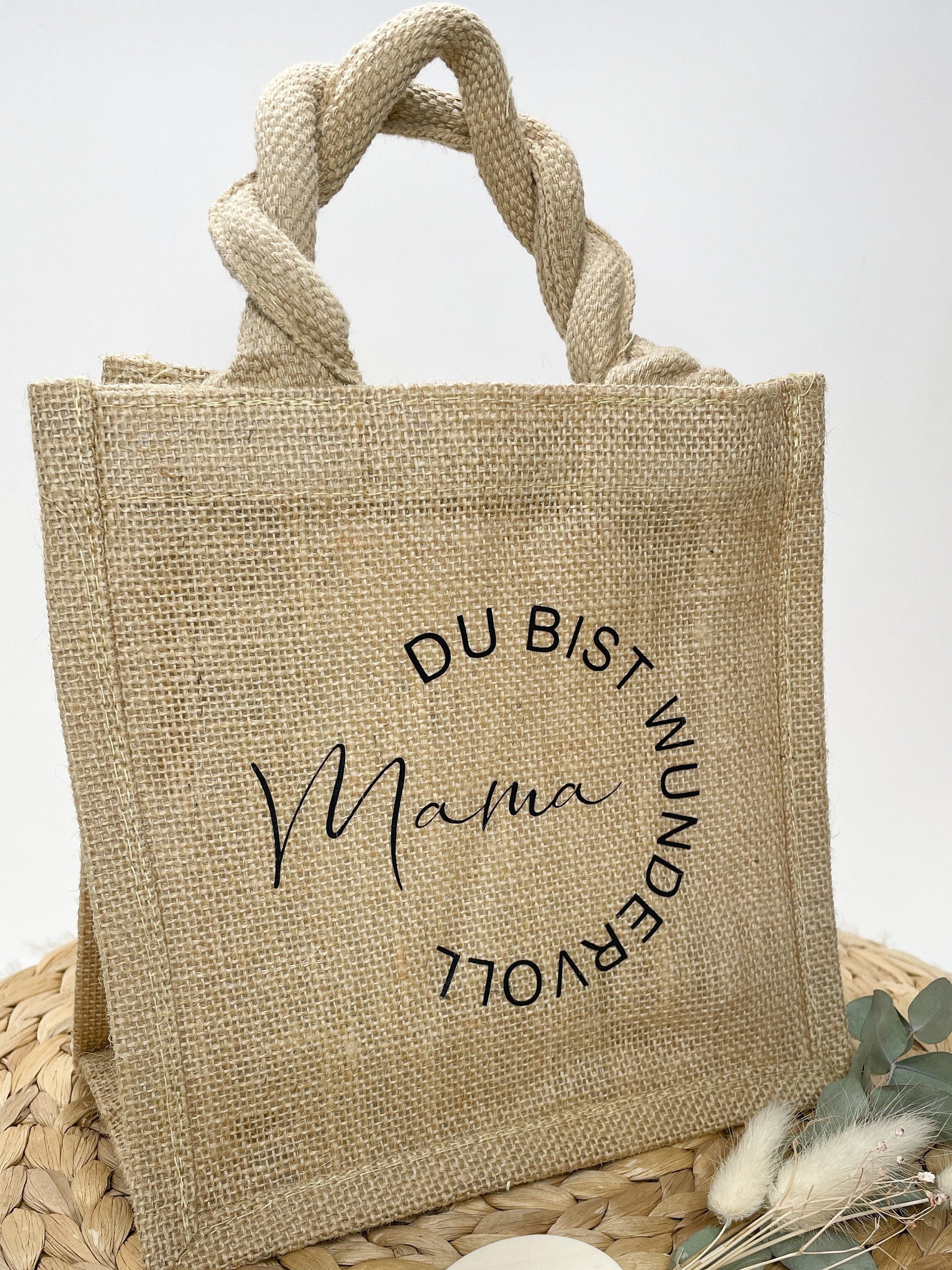 Geschenktasche aus Jute/ Mama / Oma du bist wundervoll / Muttertag