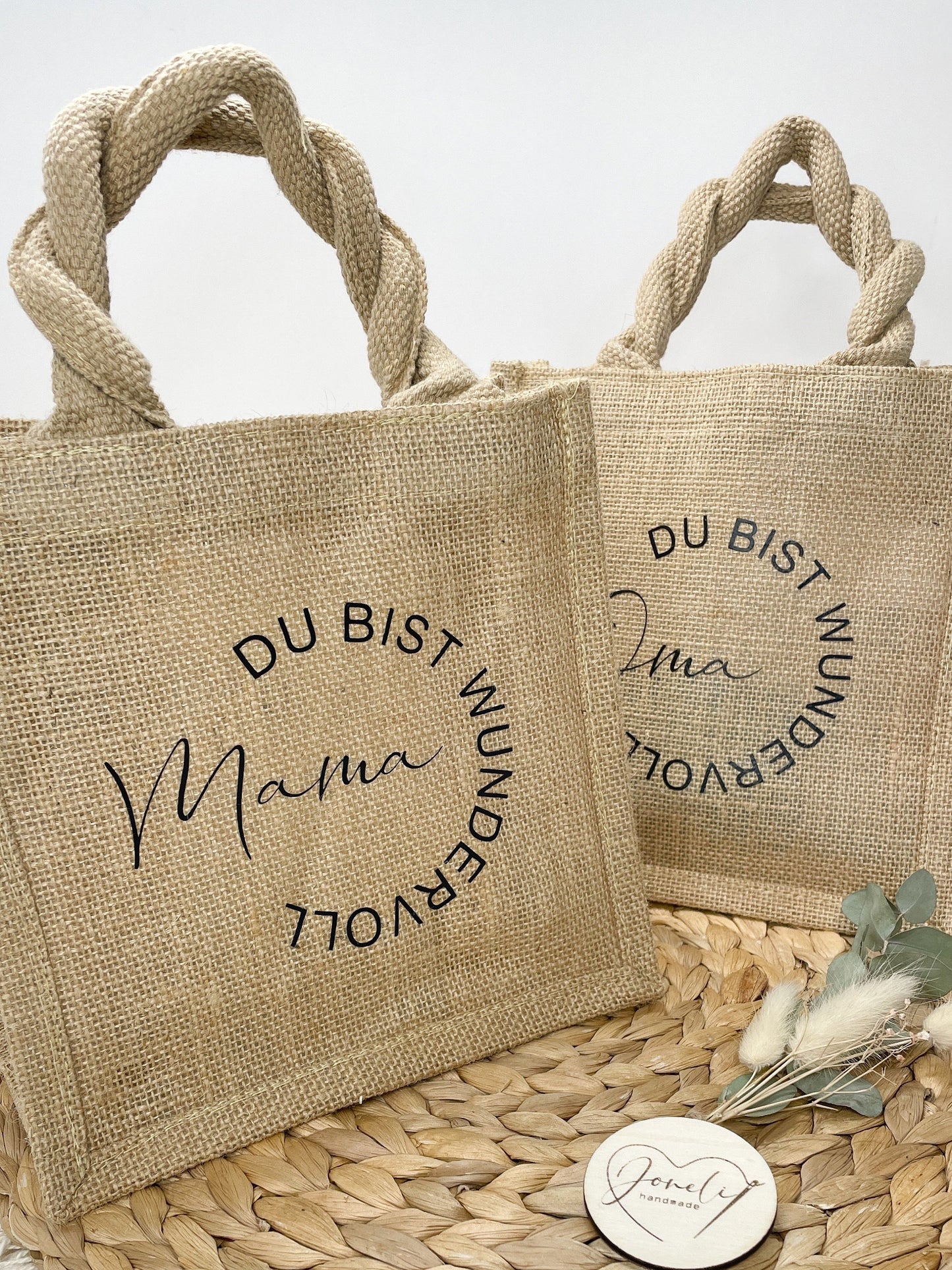 Geschenktasche aus Jute/ Mama / Oma du bist wundervoll / Muttertag