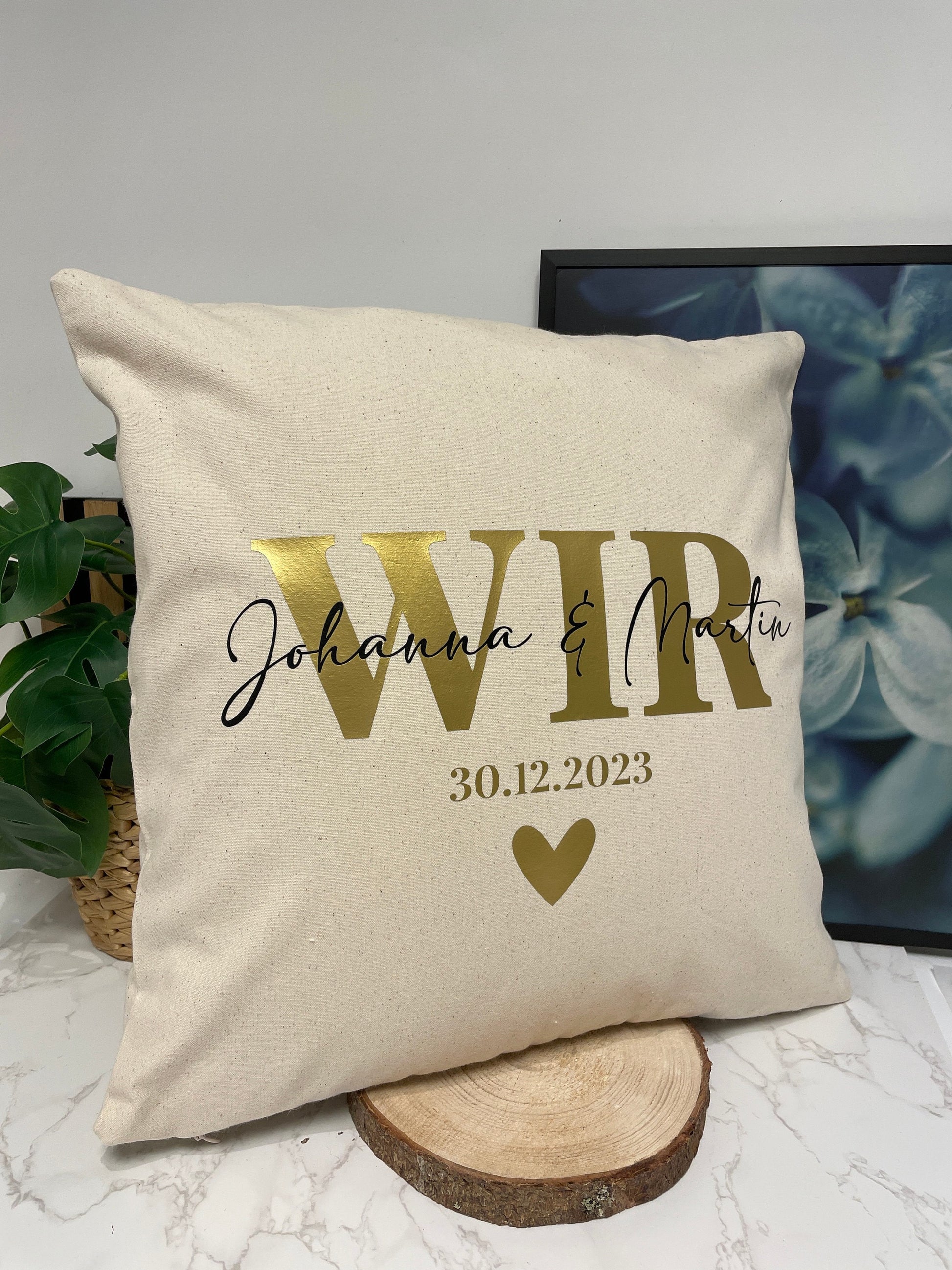 WIR, Kissenbezug zur Hochzeit , Ehepaar, Hochzeitstag, personalisiert mit den Namen und dem Hochzeitsdatum